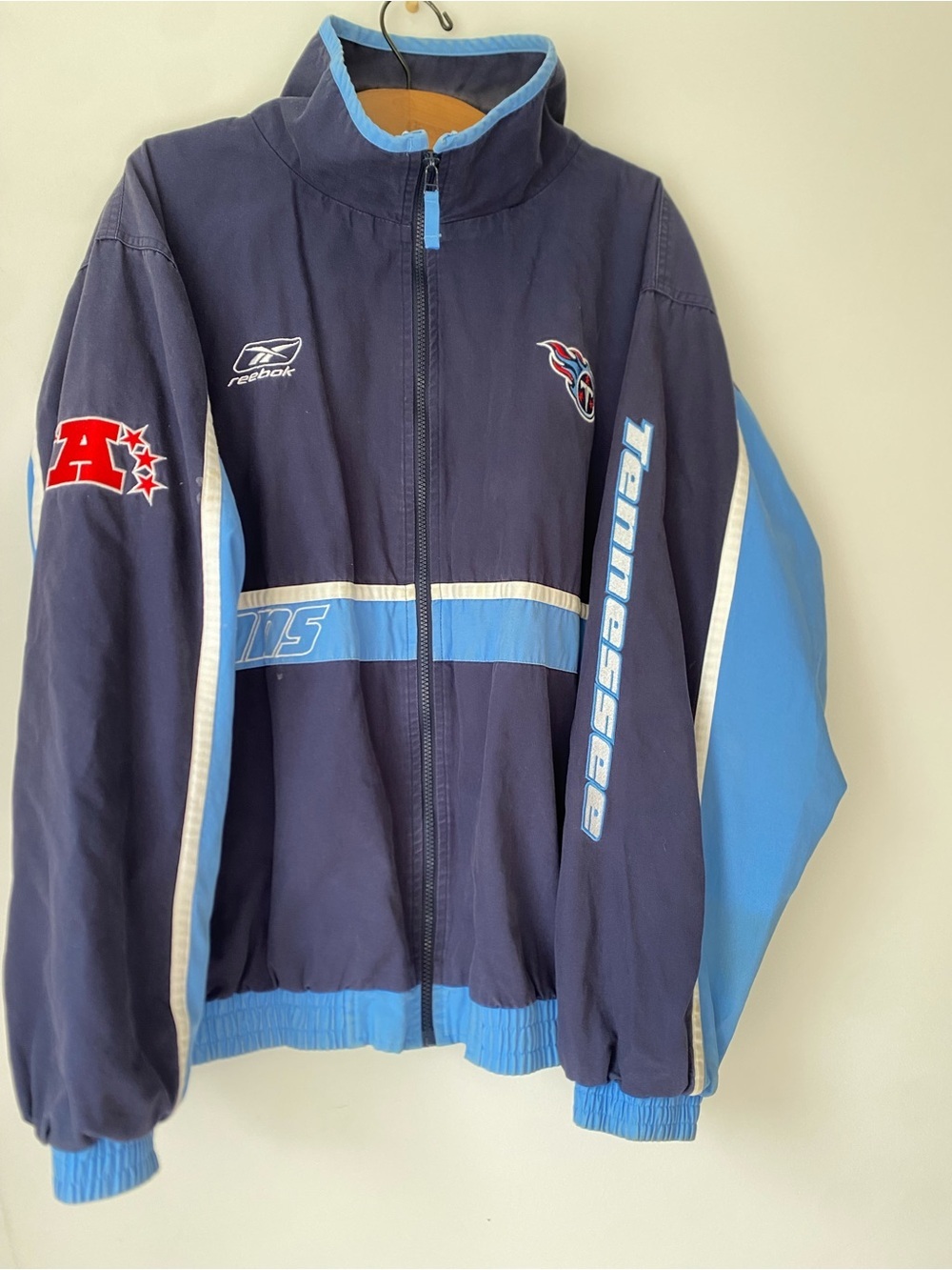 Vintage Tennessee Titans Jacket Men’s XL Canvas Reebok Navy Blue NFL Zip Up